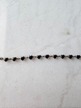 Delicate Black Heart Link Bracelet - Women's Jewelry